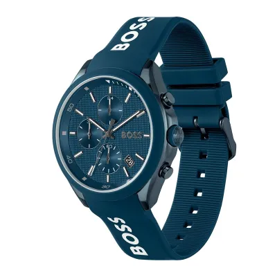 Hugo Boss Silicone Blue Dial Chronograph Men's Watch